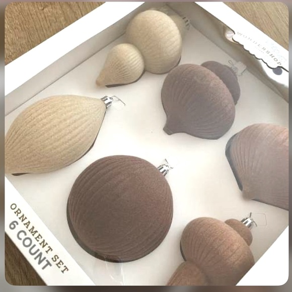 Brown/ Flocked Finial Christmas Tree Ornament Set 6pc - Wondershop. BROWN - Picture 1 of 10